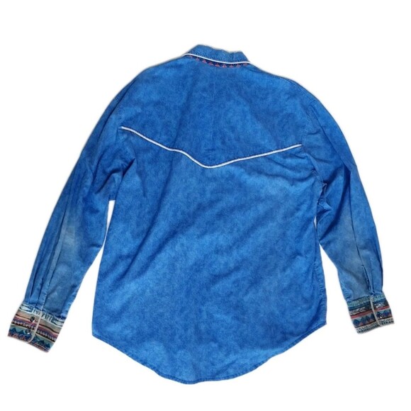 Vintage Handmade Mens Well Worn Western Pearl Snap LS Shirt W/Pockets Size XL - Picture 8 of 8